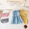 Robes Sanlutoz Adorable Summer Baby Girls Robe Coton Coton Style Corée Princesse Kids Robe Plaid