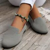 Scarpe casual punta di punta piatta da donna rotonde a colore solido in bocca poco profonda calzature slip-on primaverili