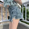 Frauen Jeans S-5xl Mädchen Fettgröße hohe Taille Denim Shorts Frauen Burr gebrochene Kurzhose Lady Show dünne koreanische Mode