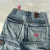 Jeans de carga JNCO de rua JNCO Y2K Hip Hop Multi Pocket Retro Baggy calça de calça masculina Momens gótico Cintura largura de perna larga calça 240504