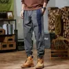 Men's Pants Fashion Stitching Workwear Casual Summer 2024 Trendy Personality Street Slim Fit Ankle-Tied Sports Sweatpants