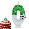 3pcs Bougies football Childrens d'anniversaire Bougies 0-9 Numéro Green Sparkles Birthday Soccer Ball Bougie pour boy-boy gâteau décoration Topper Decoration