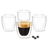 Gobelers 4pcs résistant à la chaleur double transparent en verre transparent 80 ml de lait de lait à thé bière expresso tasse de boisson café.