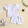 0-3y bebê criança bebê menino menina de verão roupas de linho de algodão puro de mangas curtas de mangas curtas Cantura de cintura 240424