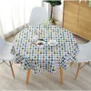 Pads Cotton Linen Nordic Round Tablecloth Colored Stripe Christmas Tree Pattern Cover Washable Table Cloth for Tea Table