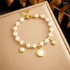 Bracelets de charme Dieyuro 316l Bracelet pour les yeux de fleur en acier inoxydable pour les femmes Gift Fashion Perle Perle Chain de bracelet Bijoux Bijoux