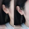 Boucles d'oreilles Stud Minimaliste Long Sangle S925 Filetage d'oreille en argent sterling pour les femmes avec un charme unique