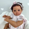 Dolls NPK 24inch donkerbruine huid herboren peuter baby pop zacht doek body geworteld haar hoogwaardige hand geschilderde poppen echt beeld