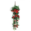 装飾的な花2pcs人工バスケットウォールバラ屋内絹の葉のレーフレーフウェディング用品のためのぶどうクリスマス装飾