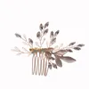 Hårklipp Crystal Leaf Cam Clip Hairn Pin for Women Rhinestone Bridal Wedding Accessories smyckespresent