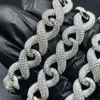 Bijoux à la mode 12 mm chaîne cubaine Moissanite VVS 925 STERLING Silver Link Men Femmes Iced Out Bracelet Collier Set