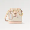 Explosion New Women's Nano Noe M83453 Sac de godet multicolore Jacquard Tabillard Jacquard Trawstring Mirror Name Tag Mini Emblé Tone Gold Chain Gold Color Hardware