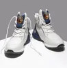 Zapatos para hombres de moda primavera Nuevas zapatillas altas botas de montar para hombres zapatillas de zapatillas blancas de cuero A3