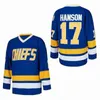 Heren t-shirts Hanson Brothers Charlestown Chiefs 16 Jack 17 Steve 18 Jeff Movie Hockey Jersey T240506