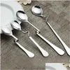 Spoons 1Pcs Bend Stainless Steel Coffee Spoon Ice Cream Dessert Tea For Picnic Kitchen Accessories Tableware Drop Delivery Home Gard Dhpr6