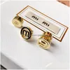 Stud 18k Gold M Brandbuchstaben Designer Ohrringe für Frauen Retro Vintage Luxus Rundkreis Doppelseite tragen chinesische Ohrring -Ohrringe Dhapx