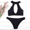 Kvinnors badkläder Swimsuit Beach Swimming Trunks Suit Plus Size Breast Pads Garged Push Up Halter Solid Color Bathi