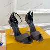 heeled women sandals sommer fashion designer Blumen Drucken Denim Schuh Klassiker kristallklarer klobiger Absatz Top-Qualität Sandale große Größe 10 cm Heels Damenschuhe 35-41