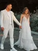 Elegante vestido de noiva boho feminino Aplique a praia vestido de noiva vestido de noiva chiffon spaghetti tiras de deco