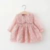 Jurken Spring Herfst Teuter Girl Kleding Koreaanse Mode Dollar Lange Mouw Lace Baby 1e verjaardag jurken Princess Dress BC050