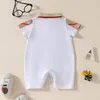 Summer Baby Boys Girls Brand Rompers Turn-Down Collar Newborn Jumpsuits Lovely Toddler Short Sleeve Romper With Bowknot