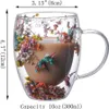 Gobelers 300 ml en verre de fleur tasse double mur à double mur sec