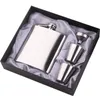 304 rostfritt stål höftkolv set silver läckage för spritalkohol 2 s glas 1 tratt presentförpackning 7 oz 240429