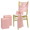 Couchons de chaise en satin rose rose, couverture de chaise en arcs, rubans pour le banquet de mariage décorations d'événements de douche de bébé, 16x275 cm, 24pcs