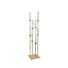 Candles 5pcs 10pcs 8heads Gold Acrylic Candle Holder Pillar Candles Metal Stand for Wedding Stage Decoration Walkway