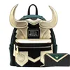 Loki Pu جلد حقيبة ظهر Horn Travel Laptop Bag Bag Bag Bag Bag Bag Bagns Comple Phadity Handbag Wallet Homes 270M