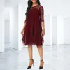 Élégant dentelle dres 2024 Plus taille formelle robe occasier fête sexy mini vestidos longue jupe d'été