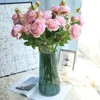 Decoratieve bloemen 3 kop kunstmatige pioenroeftimulatie rozenboeket voor huizentuin woonkamer decoratie bruidsfeest bruids nep