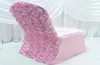 Couverture de chaise lycra Stretch Stretch Stretch Stretch avec une fleur de rosette en satin 3D Back7872090