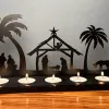 Candele per natività set di candele natalizie in legno Scene di Natività Silhouette Porta di candele per la decorazione del tavolo di Natale