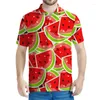 Polos para hombres Aloha patrón de sandía de sandía polo ropa para hombres harajuku mangas cortas tees hawaian 3d estampados de frutas estampadas camisetas