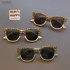 Lunettes de soleil 2023 Nouveaux enfants vintage Leopard Print carré Lunettes de soleil UV400 Fashion Outdoor Girls Boys Protection Sungass Sungass Kids Sun Glasse