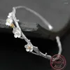 Bangle Amxiu Einstellbar 925 Sterling Silber Armreifen handgefertigt natürliche Kristallschmuck Blumen für Frauen Mädchen Geburtstagsgeschenk geöffnet