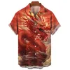 Mäns avslappnade skjortor 2024 gott nytt år 3d tryckta blusar för män kläder etniska kinesiska kort slve goth röd drake grafiska skjortor pojke present tops y240506