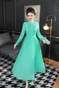 Lässige Kleider Zjyt Chiffon Lange für Frauen Ärmeln grüne Rüschen Patchwork Plissee Partykleid Elegante Urlaubs Vestidos Frühling 2024