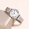 Armbanduhren Luxus Mode Römische Skala -Zifferblatt Stahlband Quarz Kleid Uhr