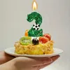 3pcs Bougies Green Football Birthdle Candle Gâteau Sparkling Digital Candle Cake Decoration avec Sequins Anniversary Celebration Supplies