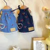 Hondenkleding mode huisdier kersen rok ramisol denim supring puppy jurken maltese melk kleding ontwerper kleding H240506