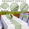 Pads 520Pcs Satin Table Runner for Wedding Sage Green Silk Table Cover Banquet Party Table Runner Fit Rectangle/Round Table