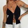 Женские танки с разбивкой шнурки Camisole Sexy Lady Ladyless Tops Summer Olde 2024 Split Top Top Rave Etbits Tank Vest Y2K Clubwear