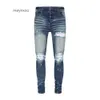 Lila jean amiiris designer jeans mens mode nya herrbyxor med trasiga hål vit polerad smal fit denim mode fötter man 5dop