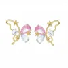 Boucles d'oreilles en pelutins de zircon rose embellissement doux girly créative occasion quotidienne accessoires anniversaire cadeaux pour femme