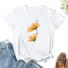 Polos da donna T-shirt Flowers Orange Tops Summer Tops Korean Fashion Short Short Tee Womans Abbigliamento