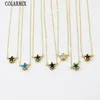 Ketten 10 Stücke Kristall Sternenreihe Anhänger Halskette Gold plattiert winzige süße Zirkonia Frauen Geschenk 52915