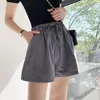 Women's Shorts Korean Fashion Linen Women Cotton Workout Short Pants High Waisted Sport Femme Black