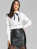 Blouses pour femmes Elegant Bow Tie Blouse Femme Lantern Slevelle Colde Blanc Shirts Office Lady Work Shirt Tops Casual Tops Vêtements féminins